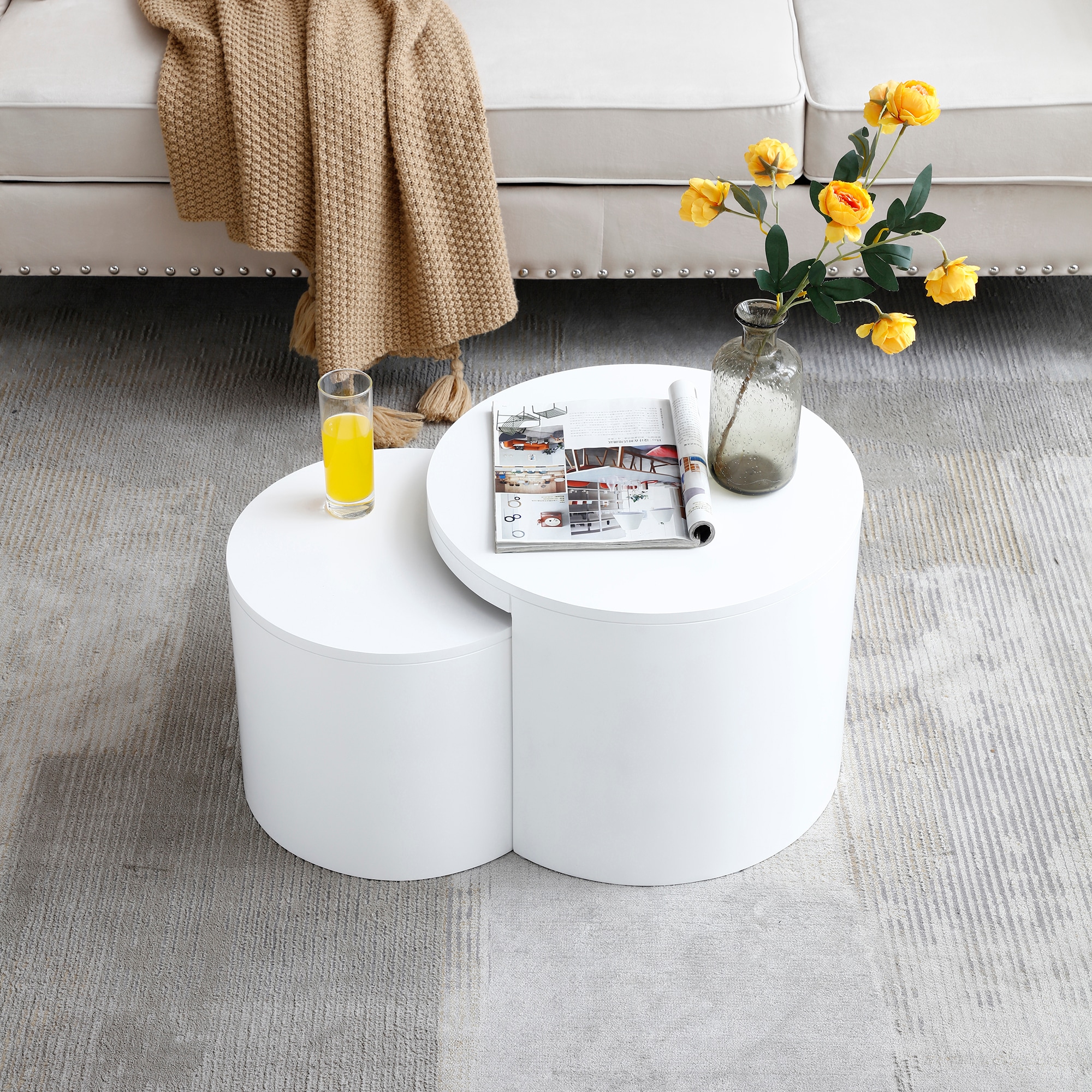 Coffee Tables,MDF with ash/oak/walnut veneer side table/coffee table/end table/nesting table set of 2 for living room,office,bedroom, White, 2Colors Coffee Tables,MDF with ash/oak/walnut veneer side table/coffee table/end table/nesting table set of 2 for living room,office,bedroom, White, 2Colors